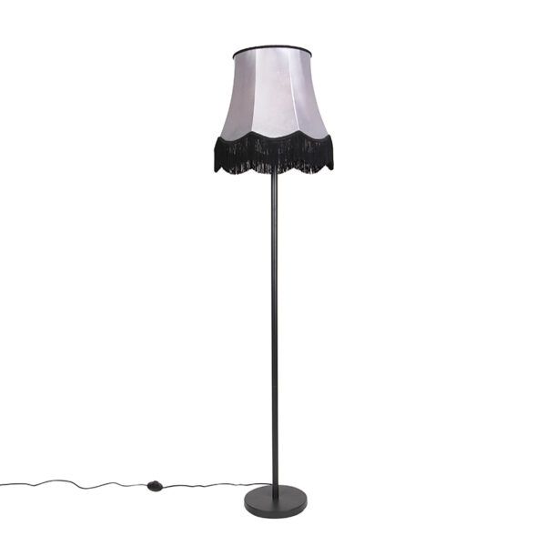 Klasická stojací lampa černá s odstínem šedé